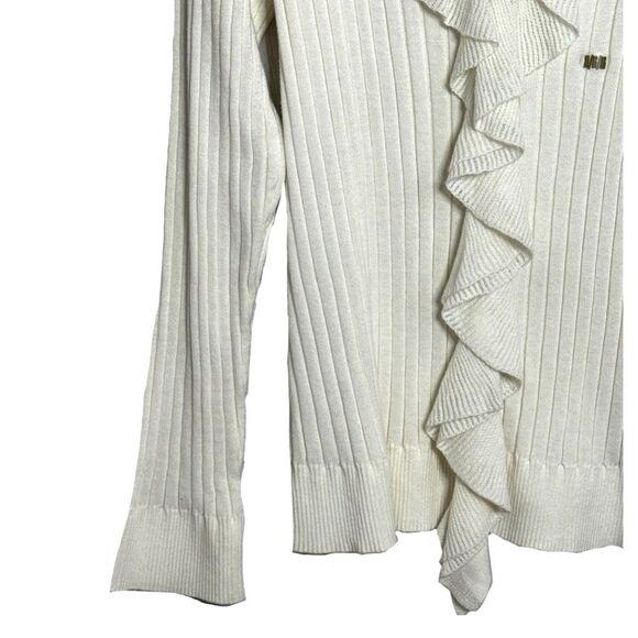 NWT XL Van Heusen ruffles knit sweater, solid - Picture 4 of 7